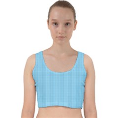 Oktoberfest Bavarian Blue And White Small Gingham Check Velvet Racer Back Crop Top by PodArtist