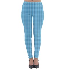 Oktoberfest Bavarian Blue And White Small Gingham Check Lightweight Velour Leggings by PodArtist