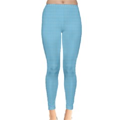 Oktoberfest Bavarian Blue And White Small Gingham Check Inside Out Leggings by PodArtist