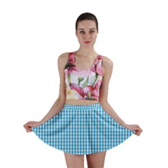 Oktoberfest Bavarian Blue And White Gingham Check Mini Skirt by PodArtist