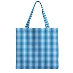 Oktoberfest Bavarian Blue And White Gingham Check Zipper Grocery Tote Bag by PodArtist