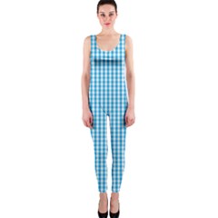 Oktoberfest Bavarian Blue And White Gingham Check One Piece Catsuit by PodArtist