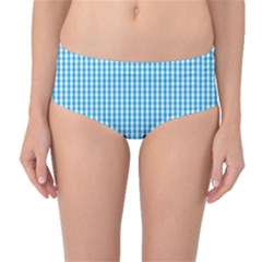 Oktoberfest Bavarian Blue And White Gingham Check Mid-waist Bikini Bottoms by PodArtist