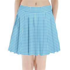 Oktoberfest Bavarian Blue And White Gingham Check Pleated Mini Skirt by PodArtist