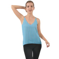 Oktoberfest Bavarian Blue And White Gingham Check Chiffon Cami by PodArtist