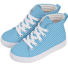 Oktoberfest Bavarian Blue And White Gingham Check Kid s Hi-top Skate Sneakers by PodArtist