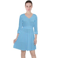 Oktoberfest Bavarian Blue And White Gingham Check Ruffle Dress by PodArtist