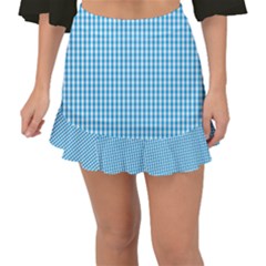 Oktoberfest Bavarian Blue And White Gingham Check Fishtail Mini Chiffon Skirt by PodArtist