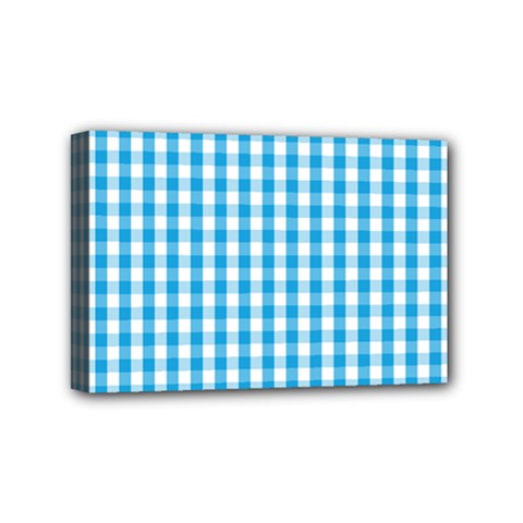 Oktoberfest Bavarian Blue And White Large Gingham Check Mini Canvas 6  X 4  (stretched) by PodArtist