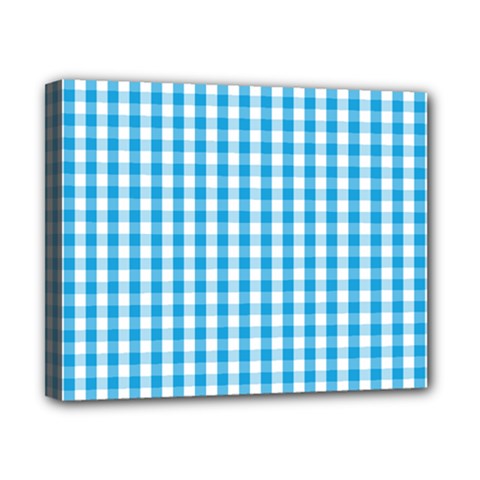 Oktoberfest Bavarian Blue And White Large Gingham Check Canvas 10  X 8  (stretched) by PodArtist