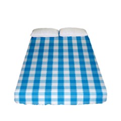 Oktoberfest Bavarian Blue And White Large Gingham Check Fitted Sheet (full/ Double Size) by PodArtist