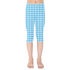 Oktoberfest Bavarian Blue And White Large Gingham Check Kids  Capri Leggings  by PodArtist