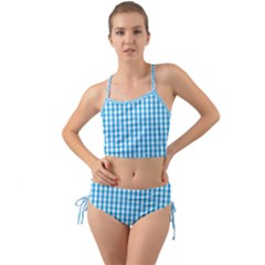 Oktoberfest Bavarian Blue And White Large Gingham Check Mini Tank Bikini Set by PodArtist