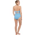 Oktoberfest Bavarian Blue and White Large Gingham Check Scallop Top Cut Out Swimsuit View2