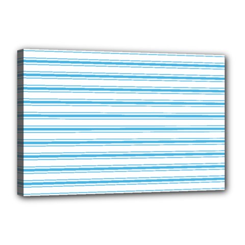 Oktoberfest Bavarian Blue And White Large Mattress Ticking Stripes Canvas 18  X 12  (stretched) by PodArtist