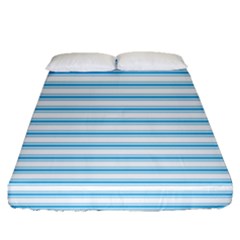 Oktoberfest Bavarian Blue And White Large Mattress Ticking Stripes Fitted Sheet (queen Size) by PodArtist