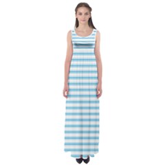 Oktoberfest Bavarian Blue And White Large Mattress Ticking Stripes Empire Waist Maxi Dress by PodArtist