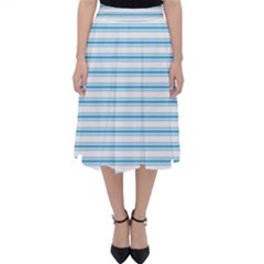 Oktoberfest Bavarian Blue And White Large Mattress Ticking Stripes Folding Skater Skirt by PodArtist