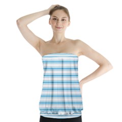 Oktoberfest Bavarian Blue And White Large Mattress Ticking Stripes Strapless Top by PodArtist