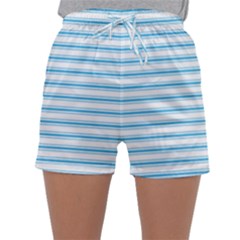 Oktoberfest Bavarian Blue And White Large Mattress Ticking Stripes Sleepwear Shorts by PodArtist