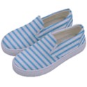 Oktoberfest Bavarian Blue and White Large Mattress Ticking Stripes Kids  Canvas Slip Ons View2