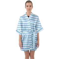 Oktoberfest Bavarian Blue And White Large Mattress Ticking Stripes Quarter Sleeve Kimono Robe by PodArtist