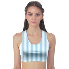 Oktoberfest Bavarian Blue And White Mattress Ticking Sports Bra by PodArtist