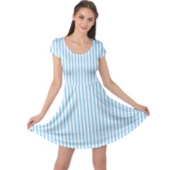 Oktoberfest Bavarian Blue And White Mattress Ticking Cap Sleeve Dress by PodArtist