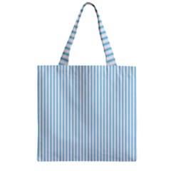 Oktoberfest Bavarian Blue And White Mattress Ticking Zipper Grocery Tote Bag by PodArtist