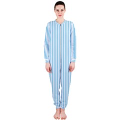 Oktoberfest Bavarian Blue And White Mattress Ticking Onepiece Jumpsuit (ladies)  by PodArtist