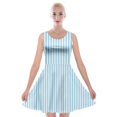 Oktoberfest Bavarian Blue And White Mattress Ticking Velvet Skater Dress by PodArtist