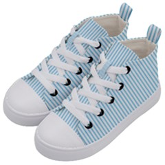 Oktoberfest Bavarian Blue And White Mattress Ticking Kid s Mid-top Canvas Sneakers by PodArtist