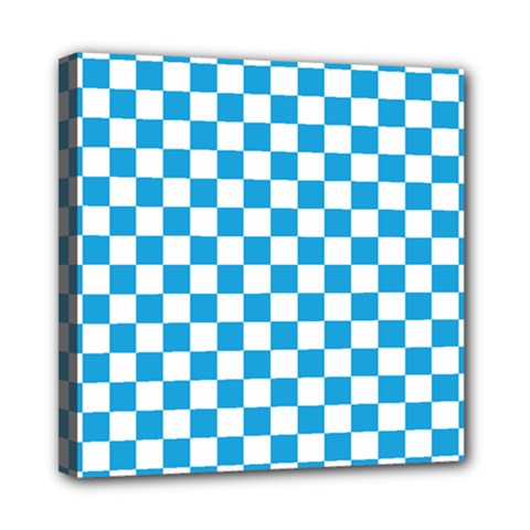 Oktoberfest Bavarian Large Blue And White Checkerboard Mini Canvas 8  X 8  (stretched) by PodArtist