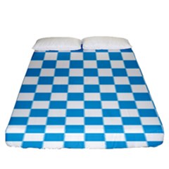 Oktoberfest Bavarian Large Blue And White Checkerboard Fitted Sheet (king Size) by PodArtist