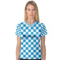 Oktoberfest Bavarian Large Blue and White Checkerboard V-Neck Sport Mesh Tee View1