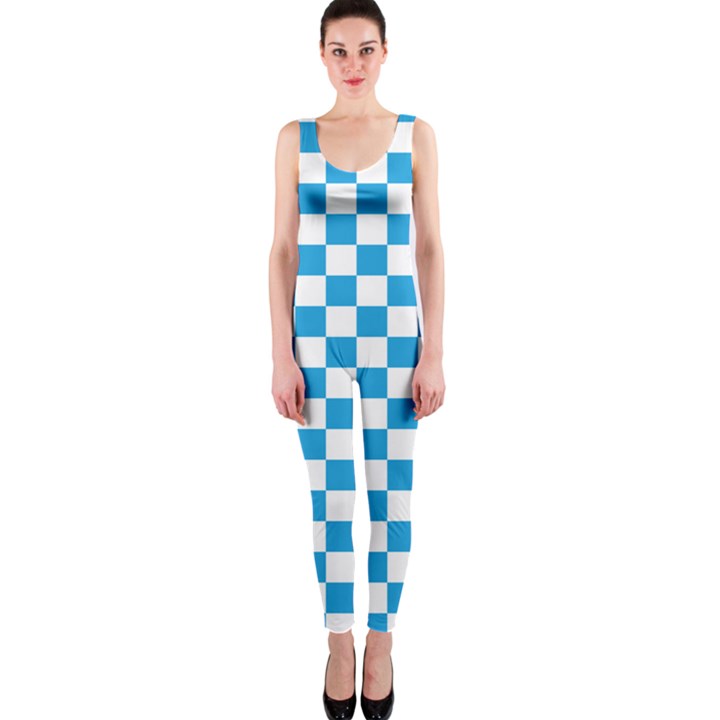 Oktoberfest Bavarian Large Blue and White Checkerboard One Piece Catsuit