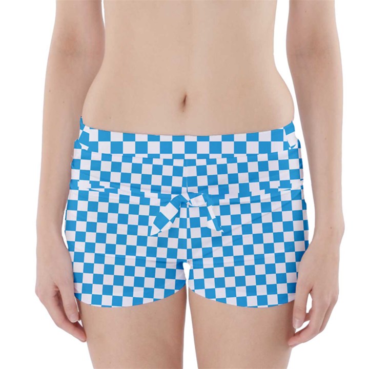 Oktoberfest Bavarian Large Blue and White Checkerboard Boyleg Bikini Wrap Bottoms