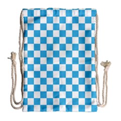 Oktoberfest Bavarian Large Blue And White Checkerboard Drawstring Bag (large) by PodArtist