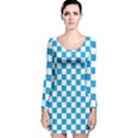 Oktoberfest Bavarian Large Blue and White Checkerboard Long Sleeve Velvet Bodycon Dress View1