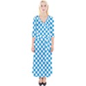 Oktoberfest Bavarian Large Blue and White Checkerboard Quarter Sleeve Wrap Maxi Dress View1