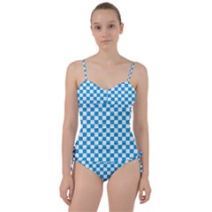 Oktoberfest Bavarian Large Blue And White Checkerboard Sweetheart Tankini Set by PodArtist