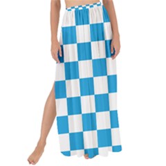 Oktoberfest Bavarian Large Blue And White Checkerboard Maxi Chiffon Tie-up Sarong by PodArtist