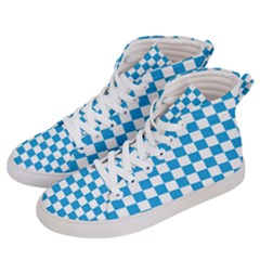 Oktoberfest Bavarian Large Blue And White Checkerboard Men s Hi-top Skate Sneakers by PodArtist