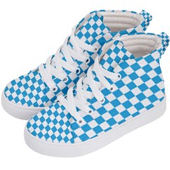 Oktoberfest Bavarian Large Blue And White Checkerboard Kid s Hi-top Skate Sneakers by PodArtist