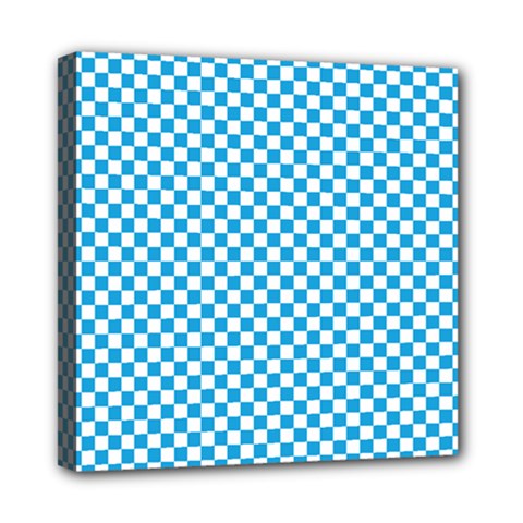 Oktoberfest Bavarian Blue And White Checkerboard Mini Canvas 8  X 8  (stretched) by PodArtist