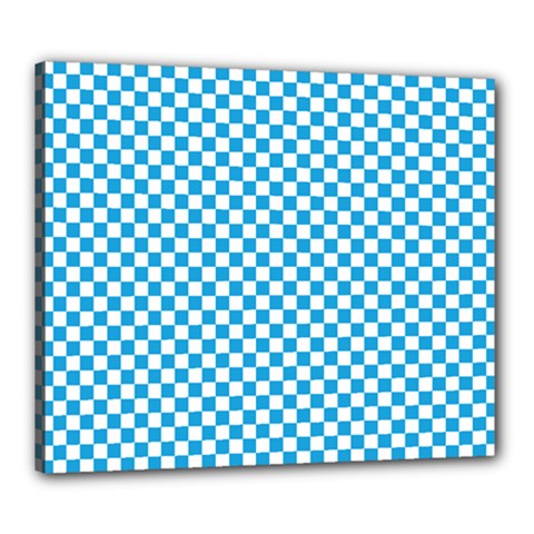 Oktoberfest Bavarian Blue And White Checkerboard Canvas 24  X 20  (stretched) by PodArtist