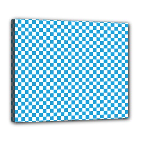 Oktoberfest Bavarian Blue And White Checkerboard Deluxe Canvas 24  X 20  (stretched) by PodArtist