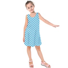 Oktoberfest Bavarian Blue And White Checkerboard Kids  Sleeveless Dress by PodArtist