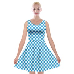 Oktoberfest Bavarian Blue And White Checkerboard Velvet Skater Dress by PodArtist