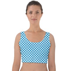 Oktoberfest Bavarian Blue And White Checkerboard Velvet Crop Top by PodArtist